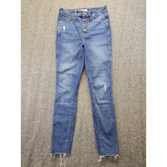 Madewell Denim - Madewell Jeans Womens Size 25 Blue 10" High Rise Skinny Button Fly Raw Hem